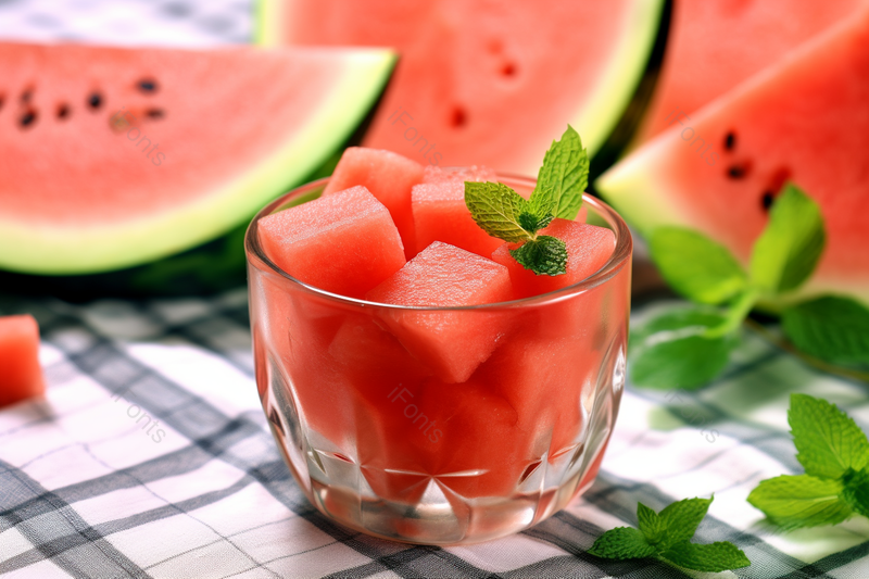 透明玻璃杯里的西瓜夏季西瓜降暑摄影真实,高清,摄影图,摄影图片,图片大全,摄影图免费下载